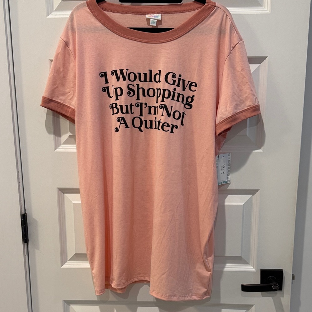 Lularoe Graphic Tee - Pink "I Would Give Up Shopping"